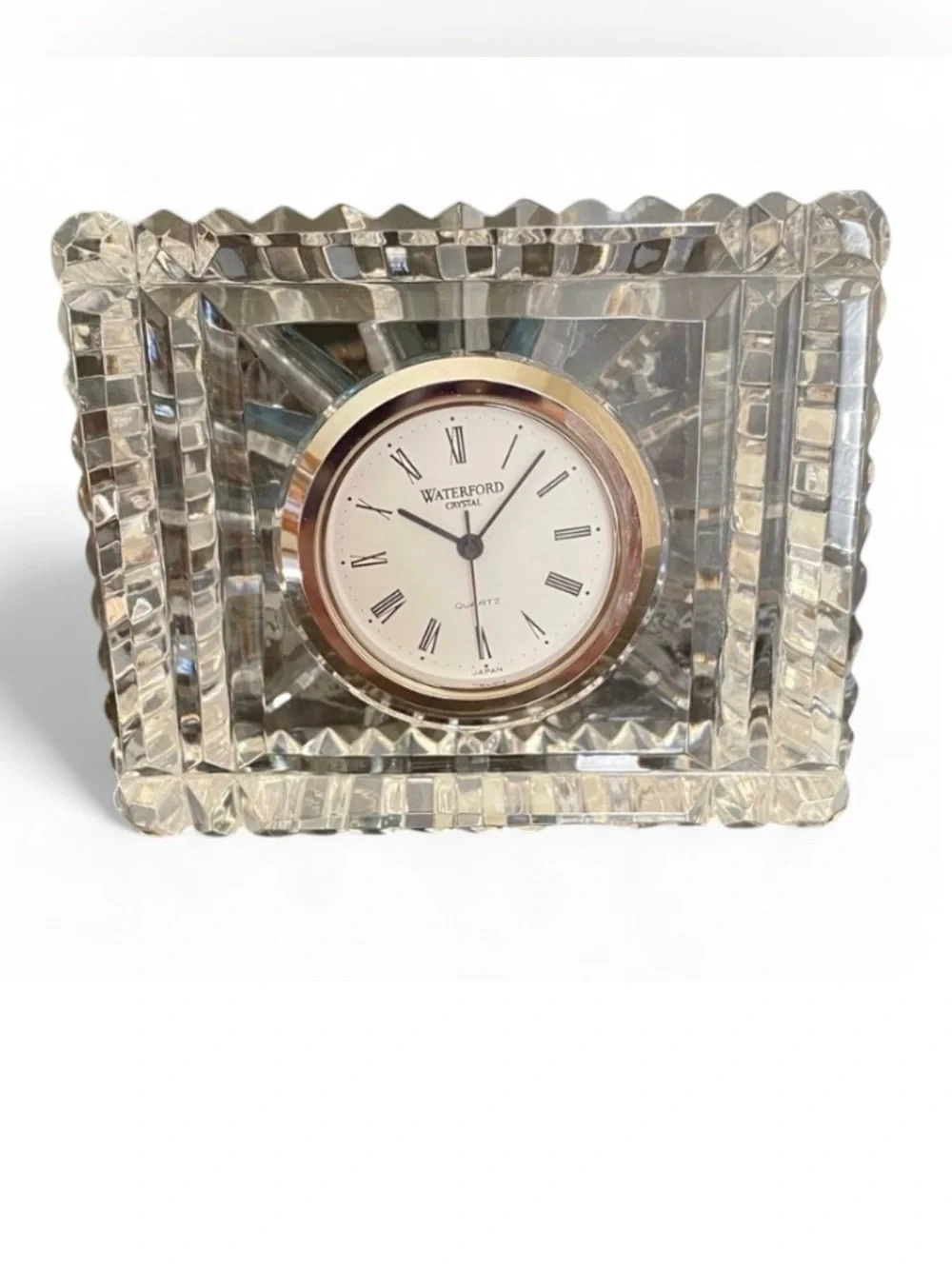 Waterford Crystal Rectangular Desk Clock Silver Ireland New in Box 2.5x3.5
